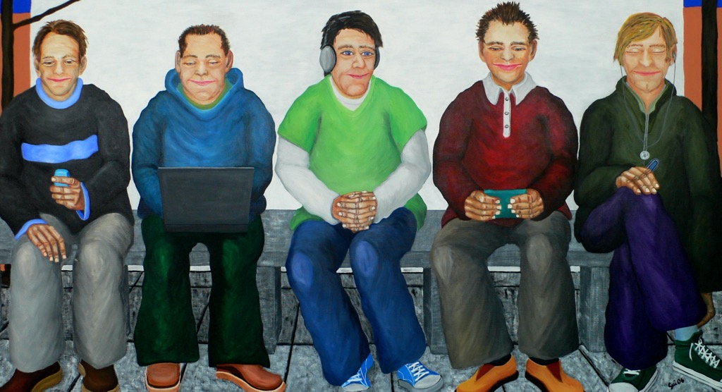 People Full of Joy of Life, 2006, 200x100cm, Acrylic, Pigments on Canvas, - sold -