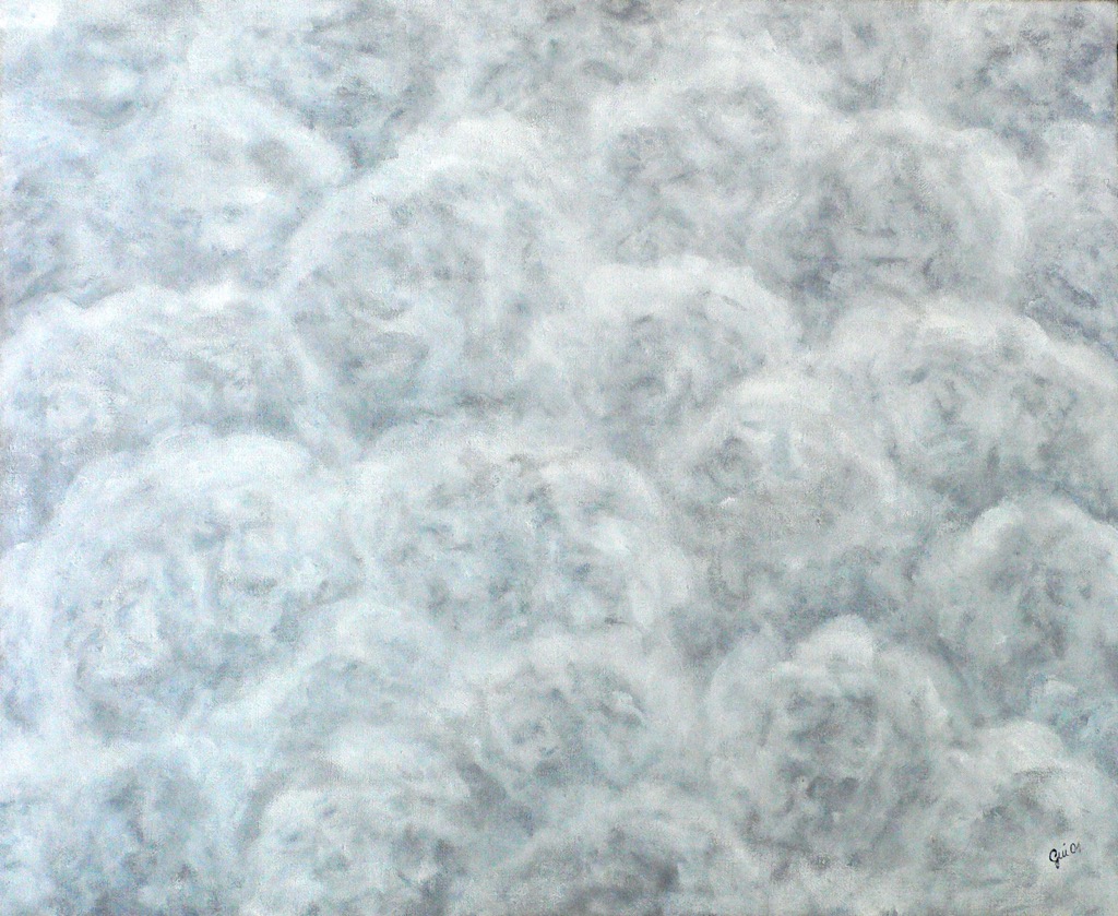 Over The Clouds, 2001, 110x90cm, Acrylic on Jute, - 1100  Euro -