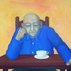 Coffeedrinker, 2006, 80x60 cm, Acrylic, Pigments on Canvas, - sold -