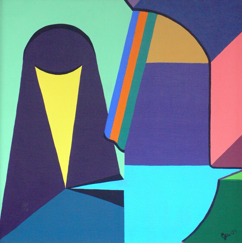  Styllised Head I, 2001, 45x45cm, Acrylic on Canvas, - sold -
