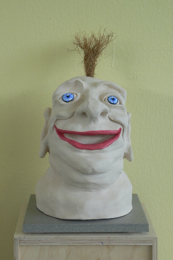 Head 10, 2009, ca. 25x15x15cm, Terracotta and Palm rope, - sold -